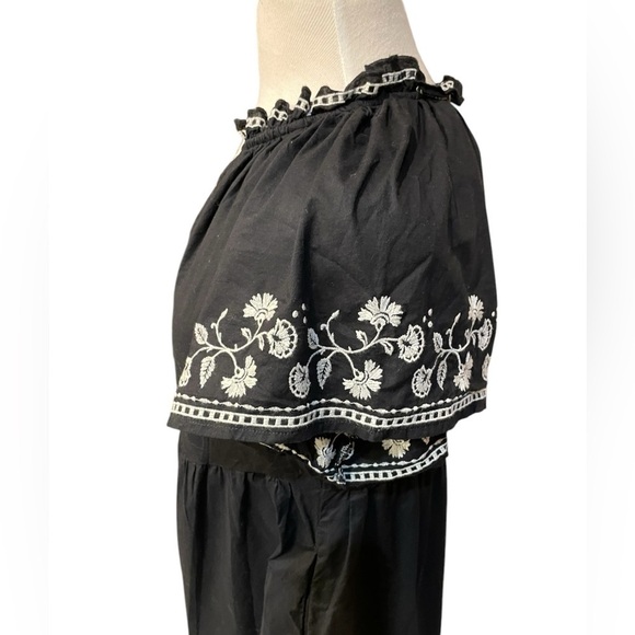 Old Navy Embroidered Mini Swing Dress Black Small Boho Peasant - Picture 6 of 11